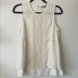 Daniel Rainn|Cream Embroidered Sleeveless Top|Small|EUC